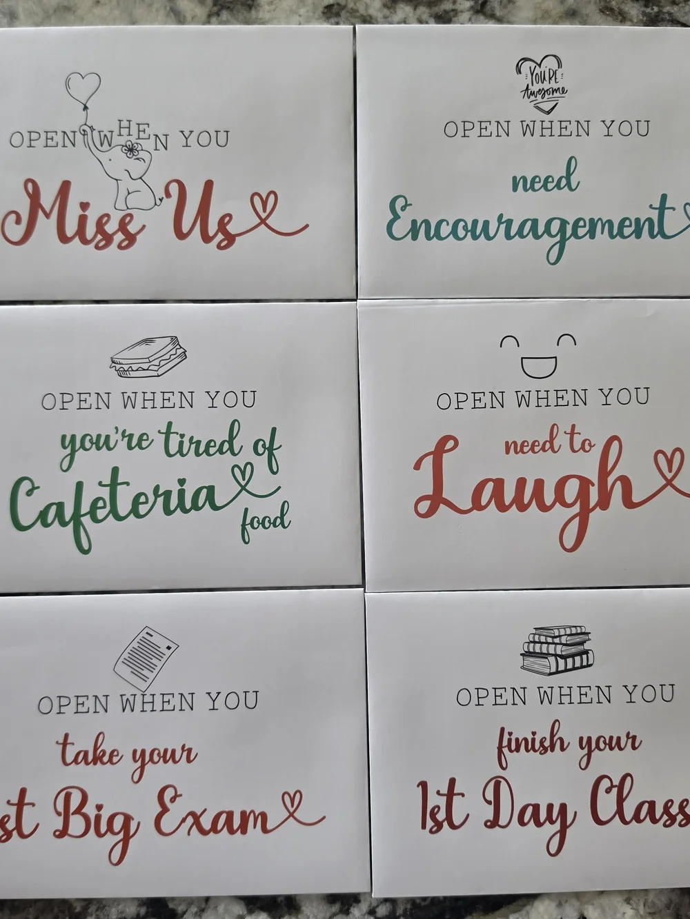 Open When Note Card Set - Assorted Blue, Teal, Gold & Brown (Set Of 15)
